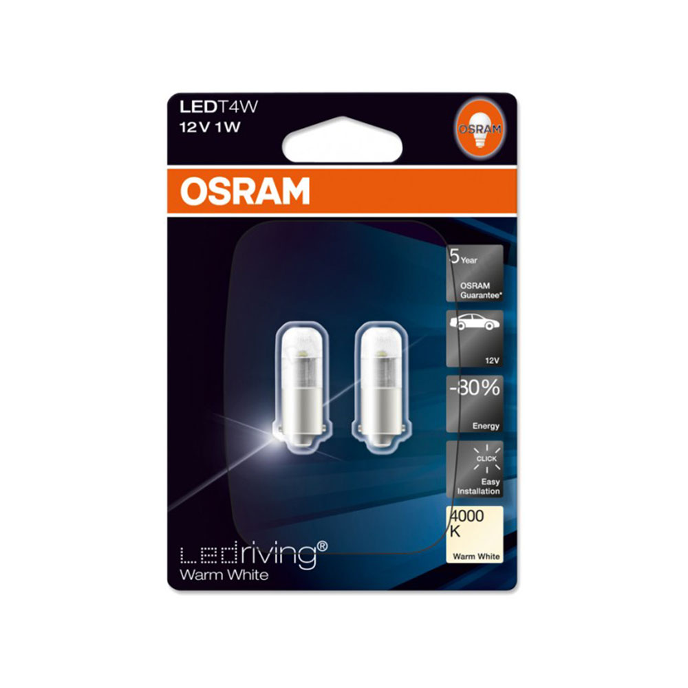 LED Крушка OSRAM, T4W, 12V, 1W, BA9s, LEDRIVING, 2 бр. LED Крушка OSRAM, T4W, 12V, 1W, BA9s, LEDRIVING, 2 бр.